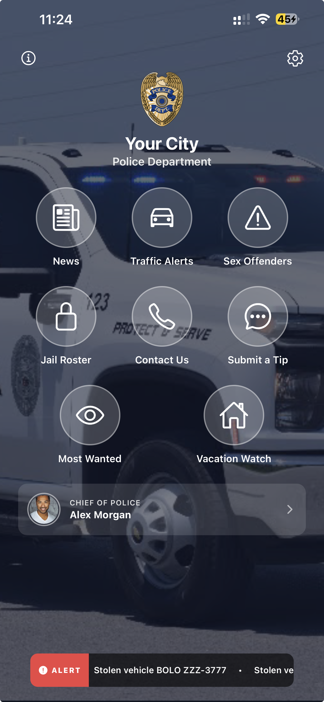 Agency mobile app home screen