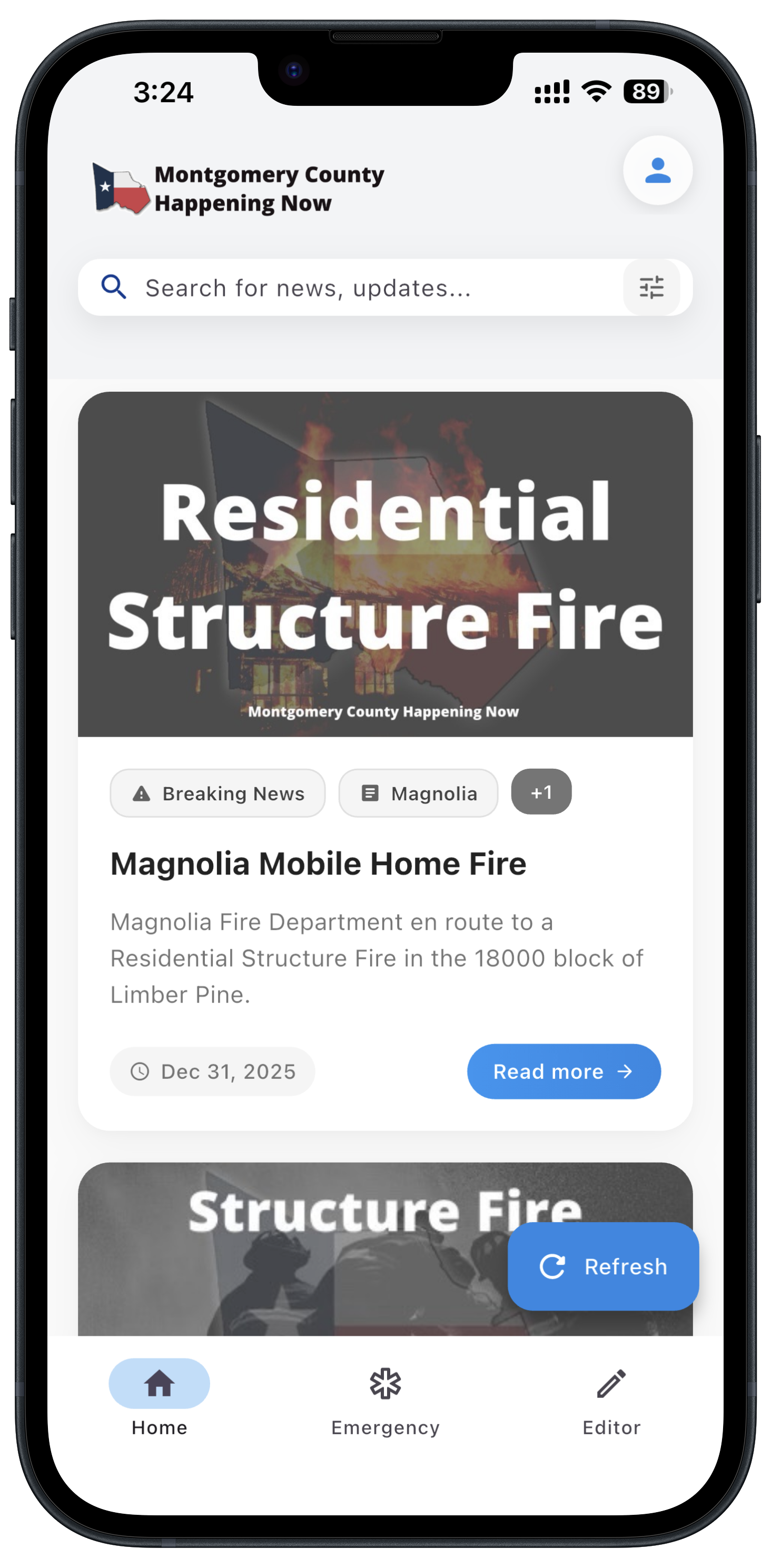 MoCo Now app screenshot